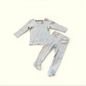 LIL LEGS & TEE 2 Piece Matching Set Ribbed Knit light Gray Baby Boys/ Girls 6M